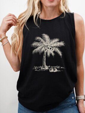Coconut Tree Tank Top 🌴🥥 | Tropical Graphic Unisex Tank | Beach & Summer Essen